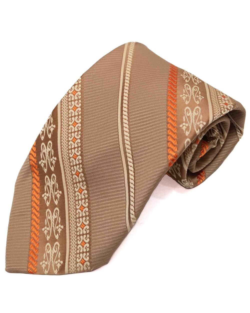 Vintage  Beau Brummell Tan Orange Striped 60's 70's Necktie Neck Tie
